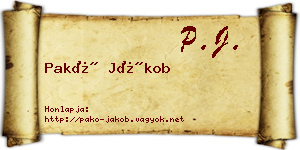 Pakó Jákob névjegykártya